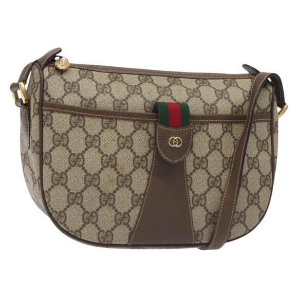 GUCCI GG Supreme Web Sherry Line Shoulder Bag Pvc Beige Gold - Picture 1 of 16
